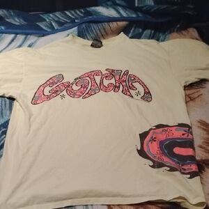 Gotcha Men's Vintage XL Single Stitch Yellow 90s Shirt Neon